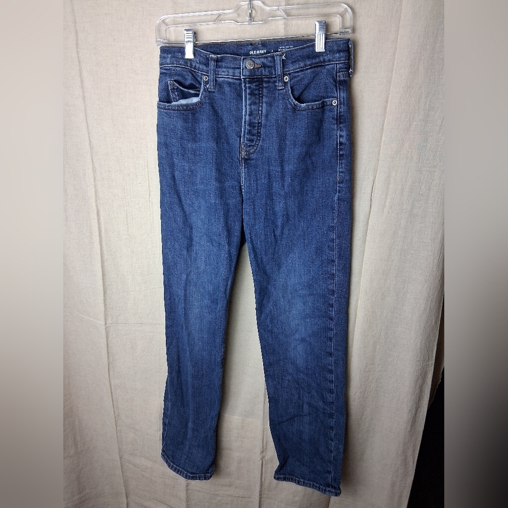 Old Navy Size 2 Blue Jeans Extra High Rise Straight Womens Good Condition